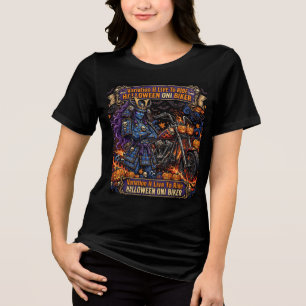 Female Halloween Oni Biker T-Shirt - Variation II Tri-Blend Shirt