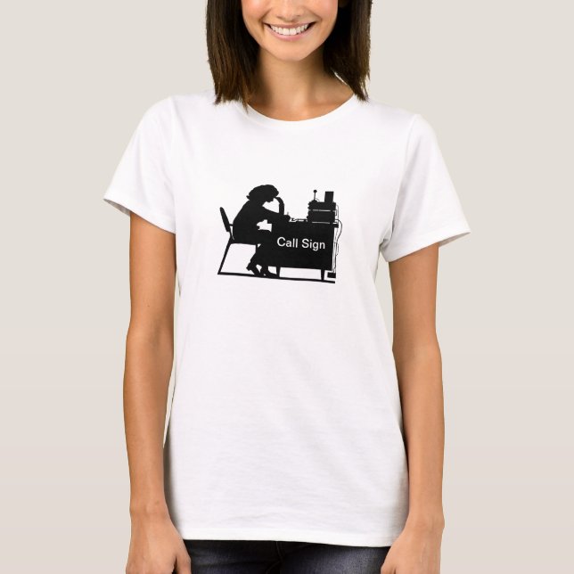 Female Ham Silhouette Taking Message Tshirt (Front)