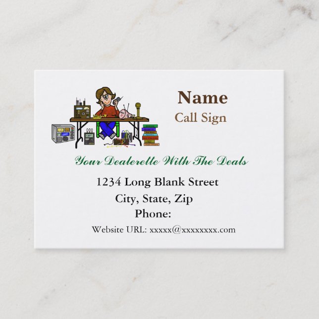 Female Hamfest Radio Seller Business Cards (Front)