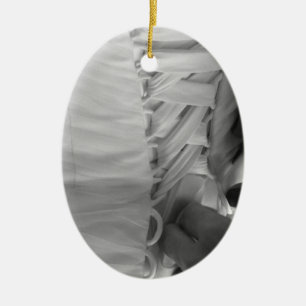 Female hand lacing up wedding dress back ceramic tree decoration