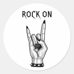 Female Hand Rocker Sign art illustration  Classic Round Sticker