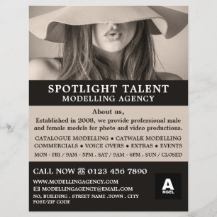Female Hat Model, Modelling Agency, Model Agent Flyer