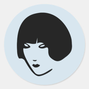 Female head classic round sticker