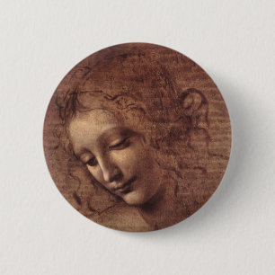 Female Head La Scapigliata 6 Cm Round Badge