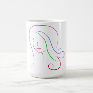 Female Head Line Art Coffee Mug