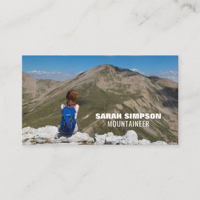 Female Hiker, Hiking and Climbing Business Card (Front)