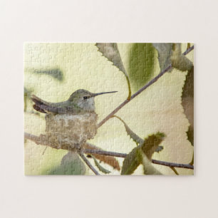 Female hummingbird on her nest jigsaw puzzle
