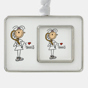 Female I Love Tennis Framed Ornament