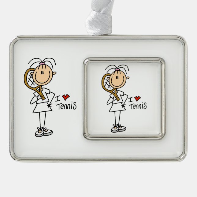Female I Love Tennis Framed Ornament (Front)