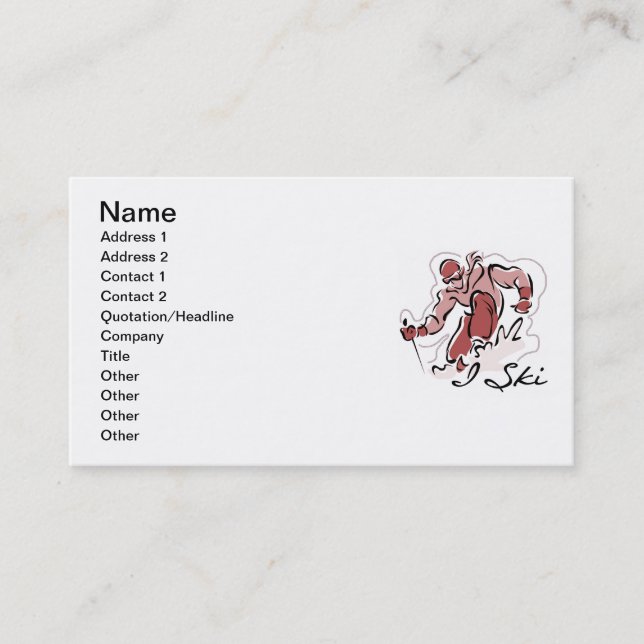 Female I Ski T shirts and Gifts Business Card (Front)