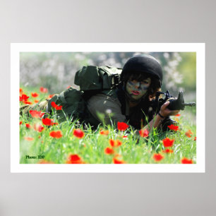 Female IDF In Camouflage Poster