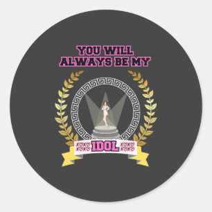 Female Idol Singing Spotlight Stage KPop Music  Classic Round Sticker