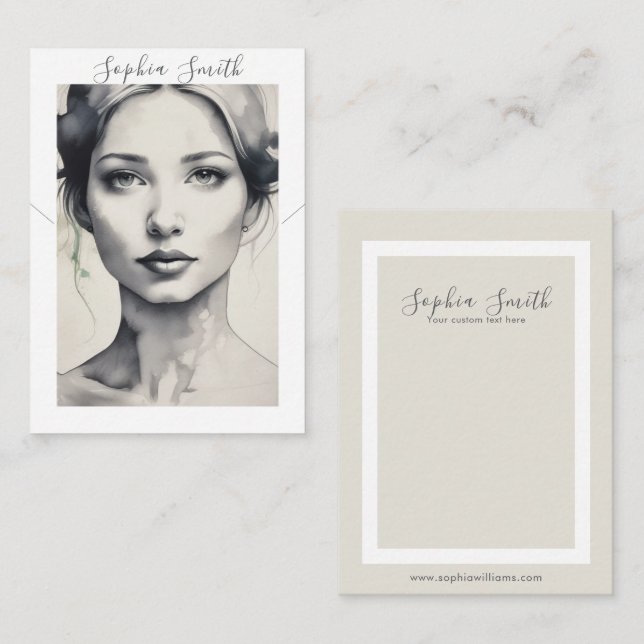 Female Illustration Earring Necklace Display Card (Front/Back)