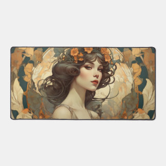 Female illustration with Art Nouveau Desk Mat