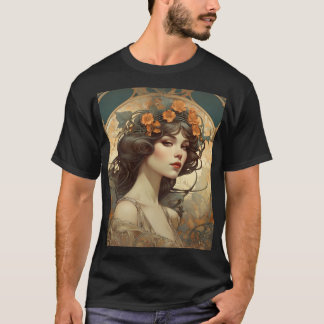 Female illustration with Art Nouveau T-Shirt