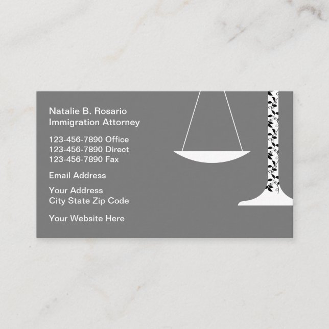Female Immigration Attorney At Law Business Card (Front)