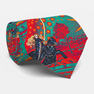 FEMALE KNIGHT OF STARS HORSEBACK FLAMMARION Red  Tie