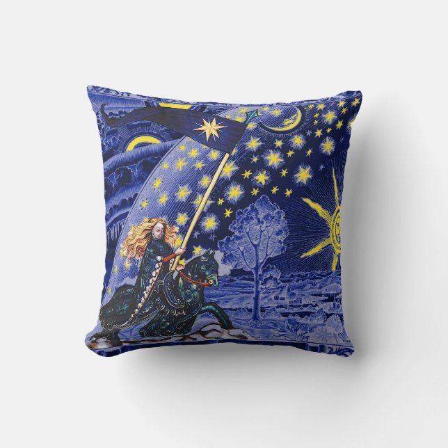 FEMALE KNIGHT OF STARS HORSEBACK IN  FLAMMARION CUSHION (Front)