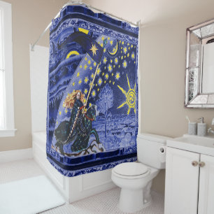 FEMALE KNIGHT OF STARS HORSEBACK IN FLAMMARION SHOWER CURTAIN