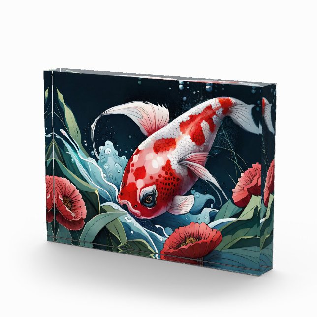 Female Koi Fish Drawing Japanese Art Koi Fish Pond Photo Block (Right)
