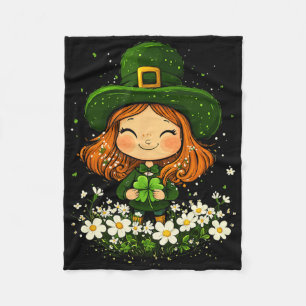Female Leprechaun Shamrock Girls St Patricks Day L Fleece Blanket