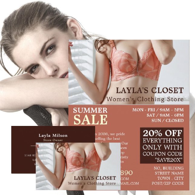 Female Lingerie, Women's Clothing Store Business Card (Creator Uploaded)