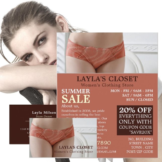 Female Lingerie, Women's Clothing Store Business Card (Creator Uploaded)