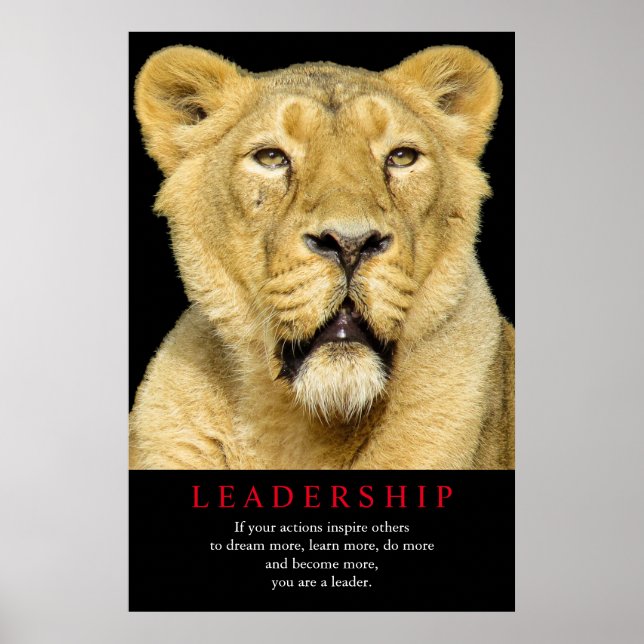 Female Lion Motivational Leadership Poster (Front)
