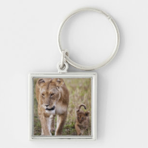 Female Lion with Cub Key Ring