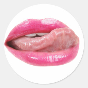 Female lips classic round sticker