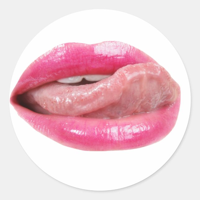 Female lips classic round sticker (Front)