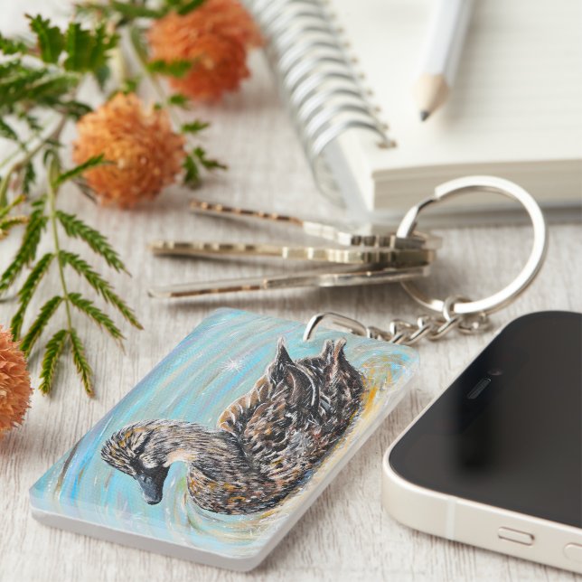 Female Mallard Duck Painting Key Ring (Front Right)