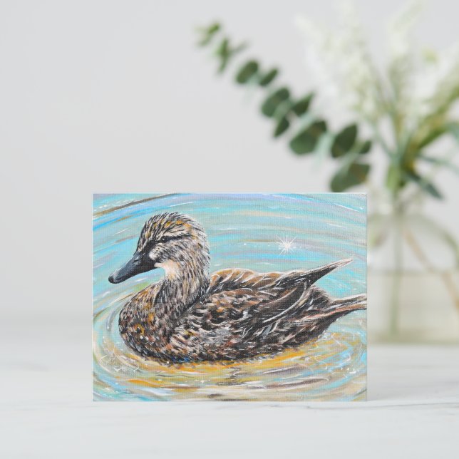 Female Mallard Duck Painting Postcard (Standing Front)