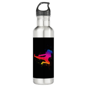 Female Martial Arts, High Kick, Paint Splash 710 Ml Water Bottle