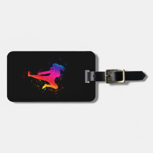 Female Martial Arts, High Kick, Paint Splash Luggage Tag