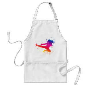 Female Martial Arts, High Kick, Paint Splash Standard Apron