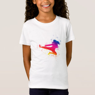 Female Martial Arts, High Kick, Paint Splash T-Shirt