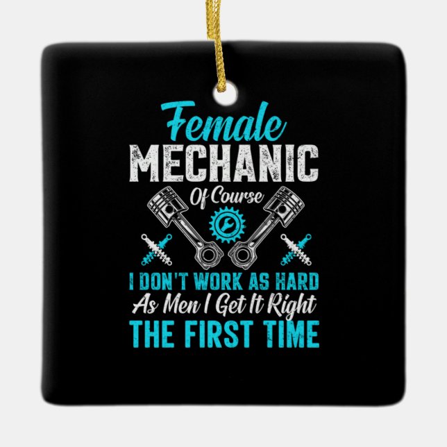 Female Mechanic Ceramic Ornament (Front)