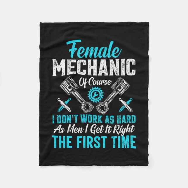 Female Mechanic Fleece Blanket (Front)
