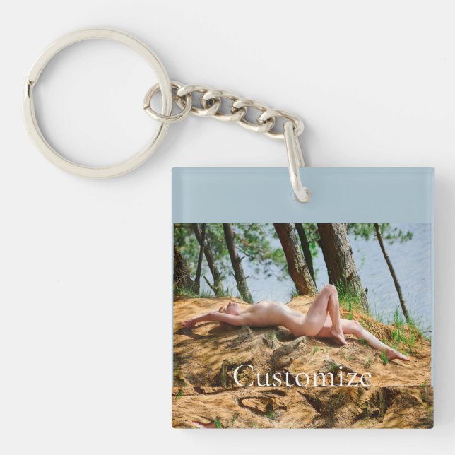 Female Model Sunbathing Thunder_Cove  Key Ring (Front)