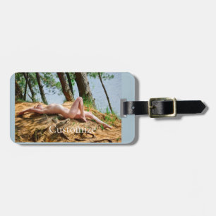 Female Model Sunbathing Thunder_Cove Luggage Tag