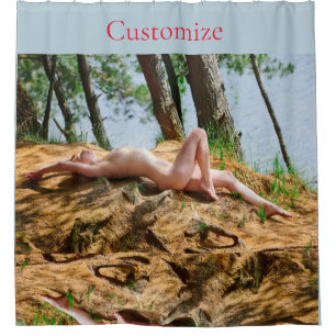 Female Model Sunbathing Thunder_Cove  Shower Curtain