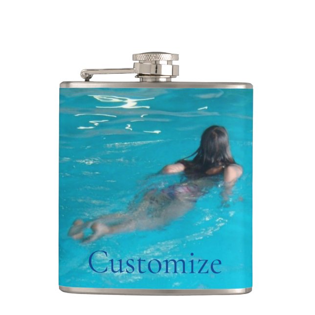 Female Model Swimming Thunder_Cove Hip Flask (Front)