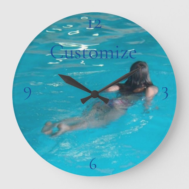 Female Model Swimming Thunder_Cove Large Clock (Front)