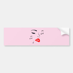 Female Music Face Bumper Sticker
