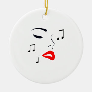 Female Music Face Ceramic Tree Decoration