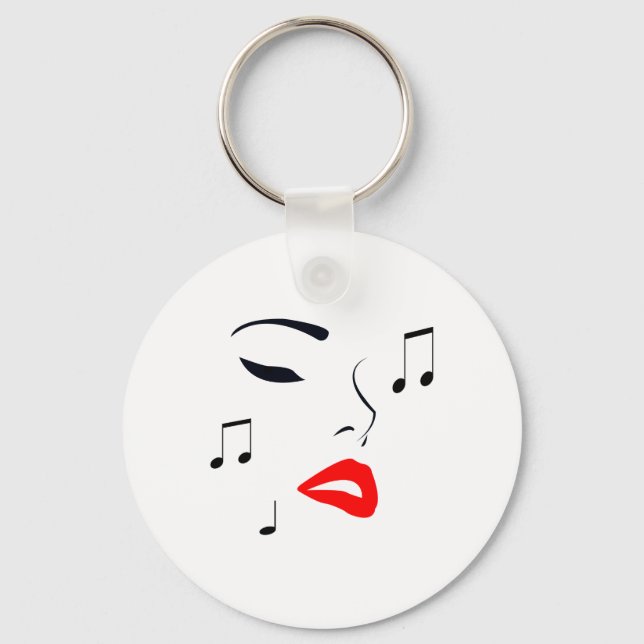 Female Music Face Key Ring (Front)