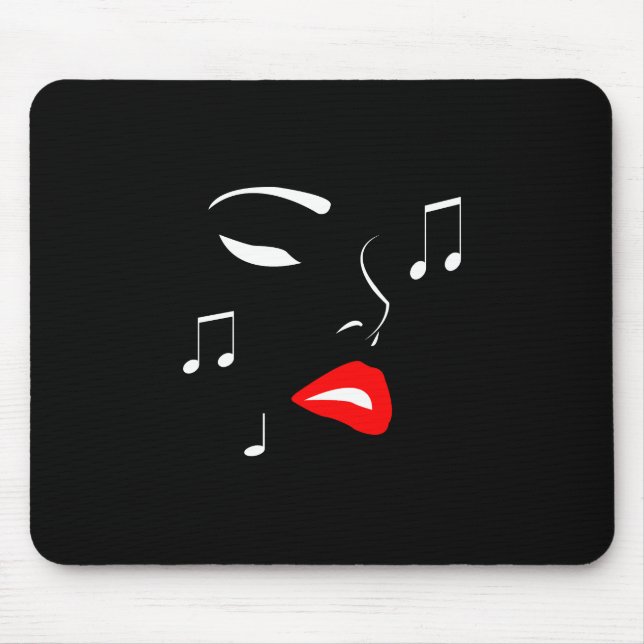 Female Music Face Mouse Mat (Front)