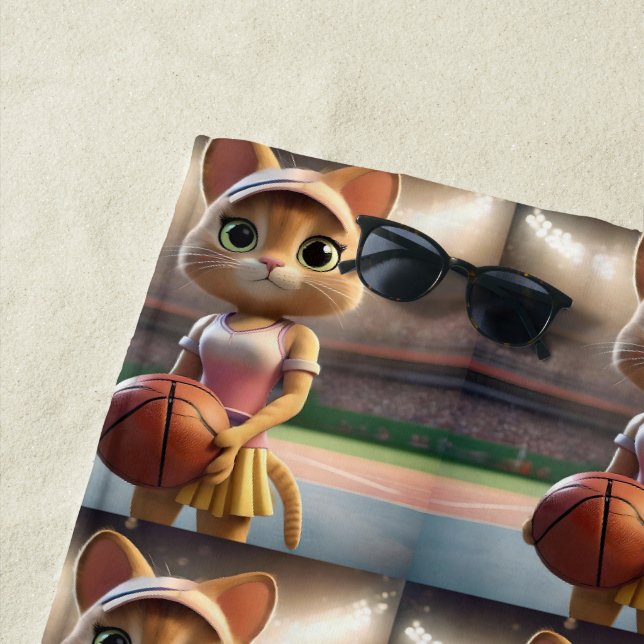 Female Netball Cat,  Beach Towel (In Situ)