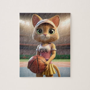 Female Netball Cat, Jigsaw Puzzle